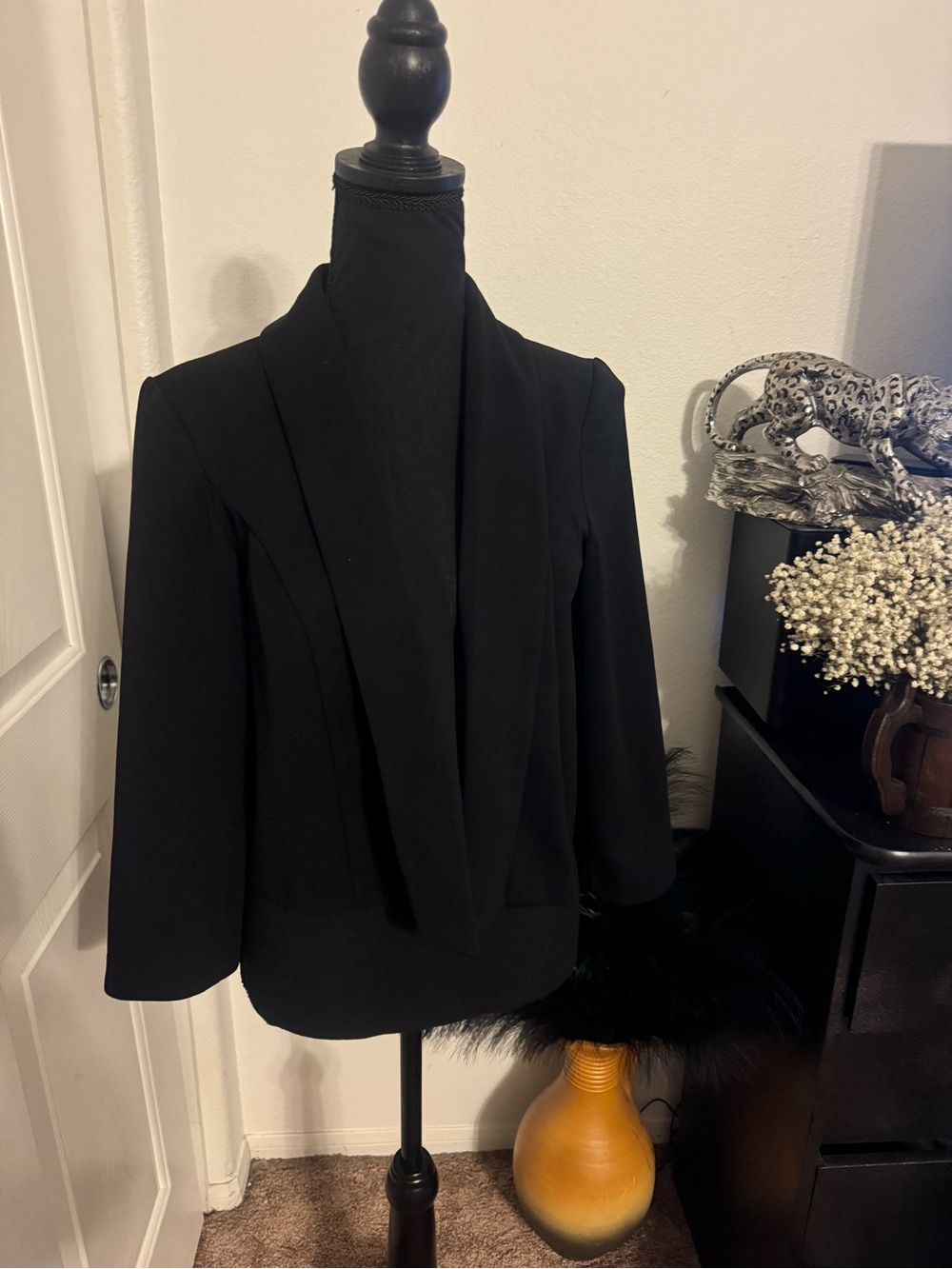 Black Women's Open-Front Blazer Jacket
